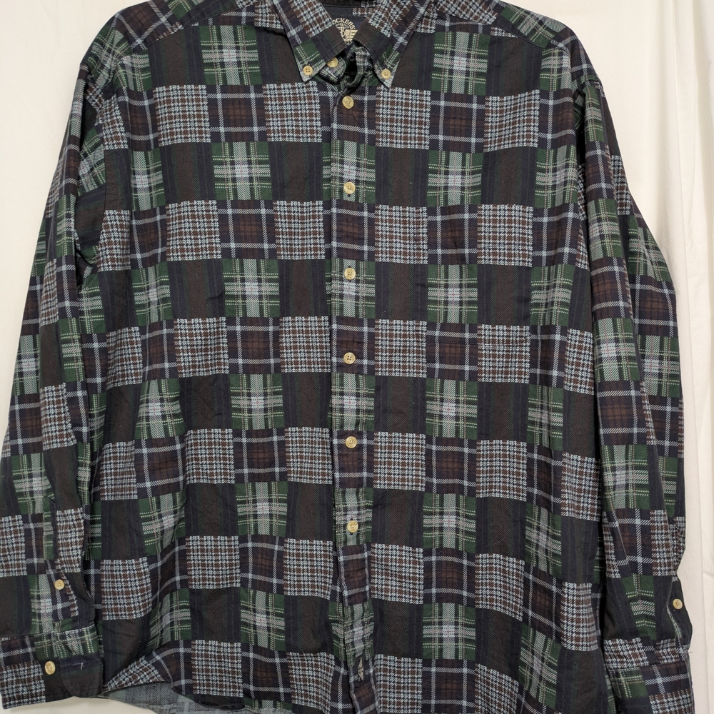 Dockers Patchwork Plaid Button Up Shirt Long Slee… - image 1